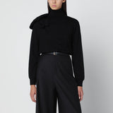 Moschino Black turtleneck sweater with flower detail