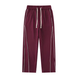 Retro Loose And Simple Color Collision Design Casual Trousers