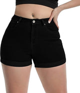 Hip Lifting Elastic Frayed Edge Denim Shorts Retro Tik Tok Popular Shorts Body Shaper With Pockets, Trendy Pattern Design High Waist Forbidden Platform - Temu