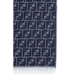 Fendi Blue Fleece Wool Scarf