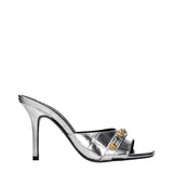 Versace Gray Leather Stiletto Heel Sandals