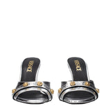 Versace Gray Leather Stiletto Heel Sandals