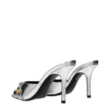 Versace Gray Leather Stiletto Heel Sandals