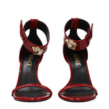 Versace Red Leather Stiletto Heel Sandals