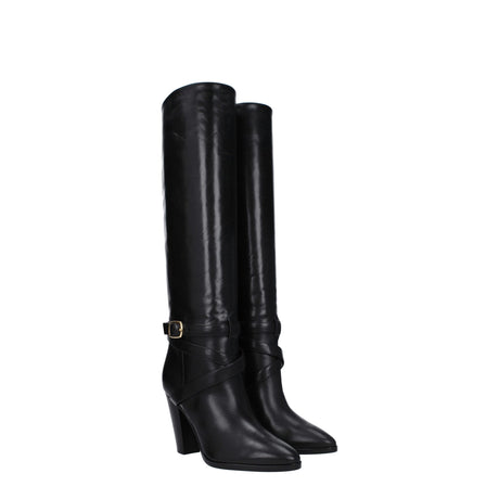Celine Black Leather High Heel Boots