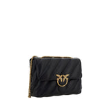 PINKO Black Calf Leather Bos Taurus Shoulder Bag
