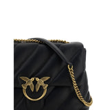 PINKO Black Calf Leather Bos Taurus Shoulder Bag