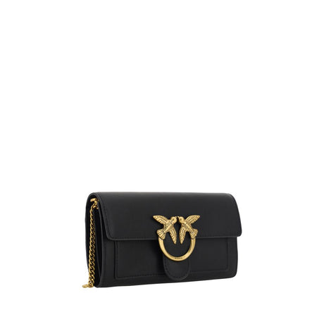 PINKO Black Calf Leather Bos Taurus Shoulder Bag