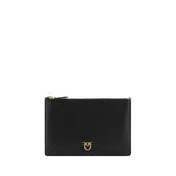 PINKO Black Calf Leather Bos Taurus Shoulder Bag