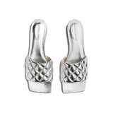 Bottega Veneta Silver Calfskin Flat Sandals