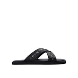 Jimmy Choo Black Calfskin Flat Sandals