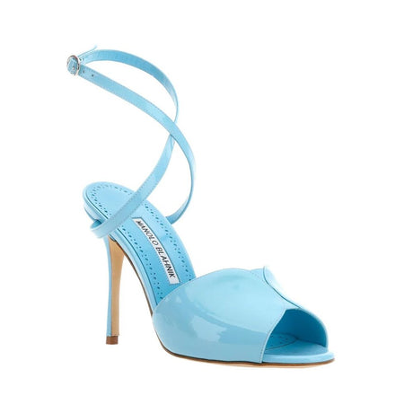 Manolo Blahnik Blue Calfskin Stiletto Heel Sandals