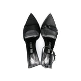 The Attico Black Silk Stiletto Heel Sandals