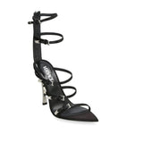 Versace Black Calfskin Stiletto Heel Sandals