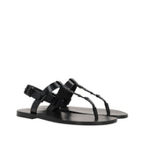 Saint Laurent Black Calfskin Flat Sandals