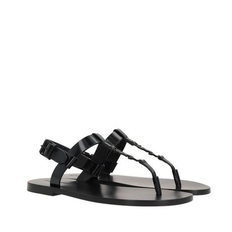 Saint Laurent Black Calfskin Flat Sandals