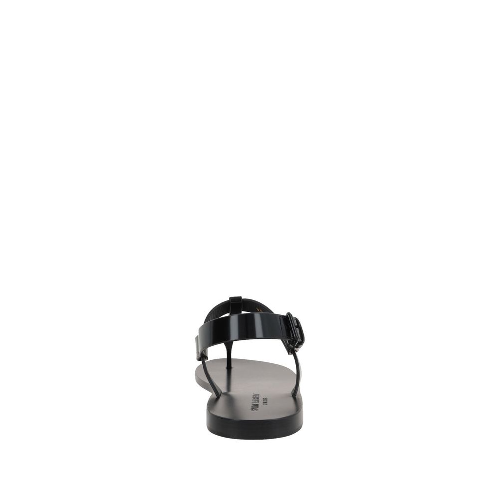 Saint Laurent Black Calfskin Flat Sandals