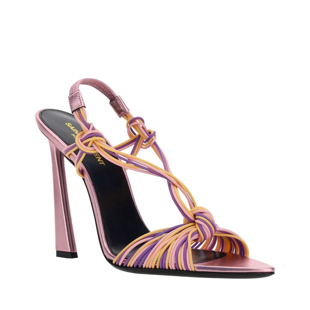Saint Laurent Multicolor Calfskin Stiletto Heel Sandals