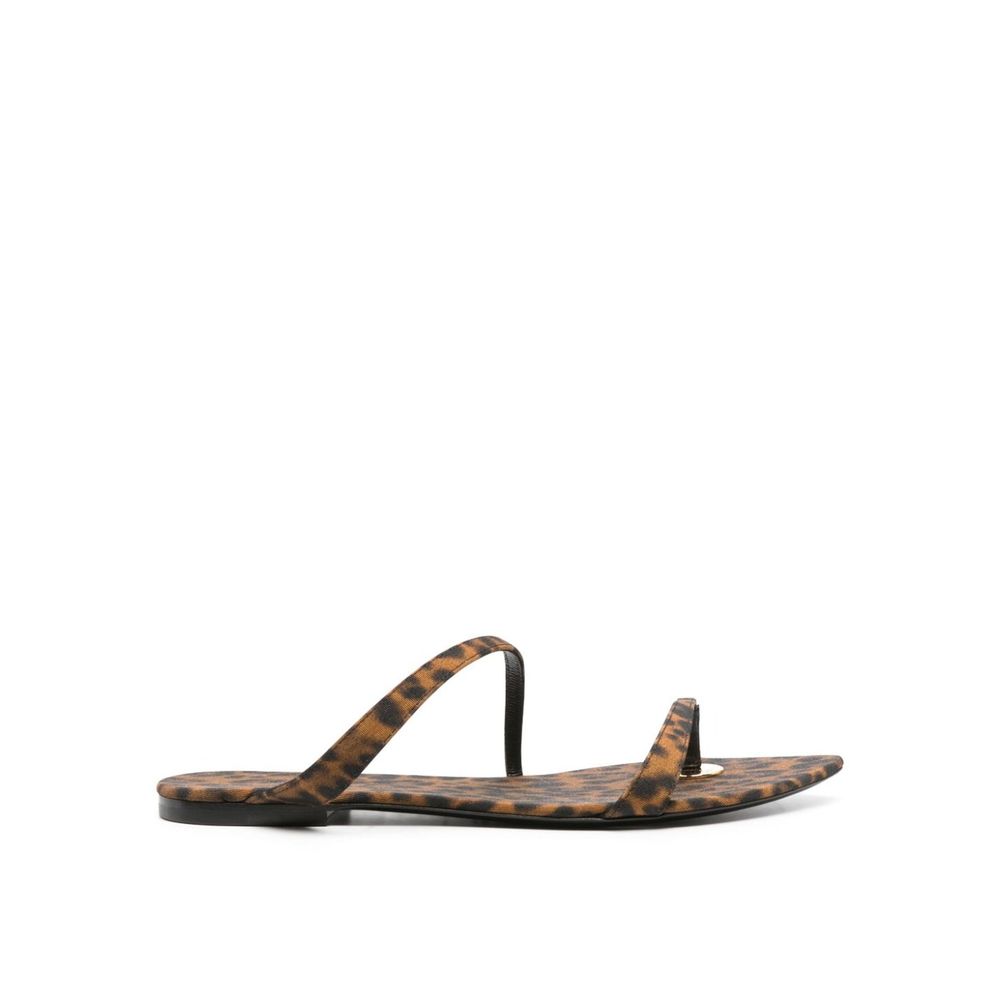Saint Laurent Brown Fabric Flat Sandals