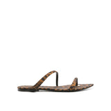 Saint Laurent Brown Fabric Flat Sandals