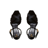 Balmain Black Silk Platform Sandals