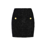 Balmain Black Cotton Mini Skirt