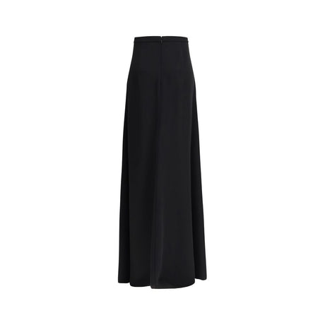 Valentino Black Silk Long Skirt