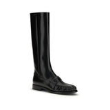 Prada Black Calf Leather Bos Taurus Boots