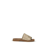 Chloé Gold Polyester Flat Sandals
