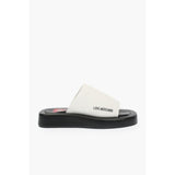 Moschino Black And White Leather Slides