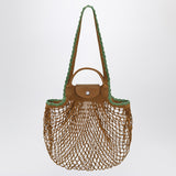 Longchamp L La Pliage mesh bag in Tobacco colour