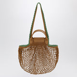 Longchamp L La Pliage mesh bag in Tobacco colour