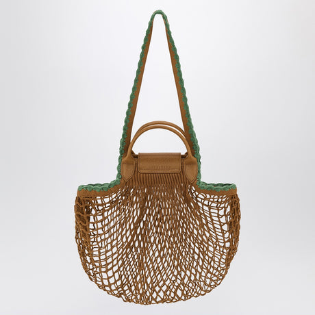Longchamp L La Pliage mesh bag in Tobacco colour