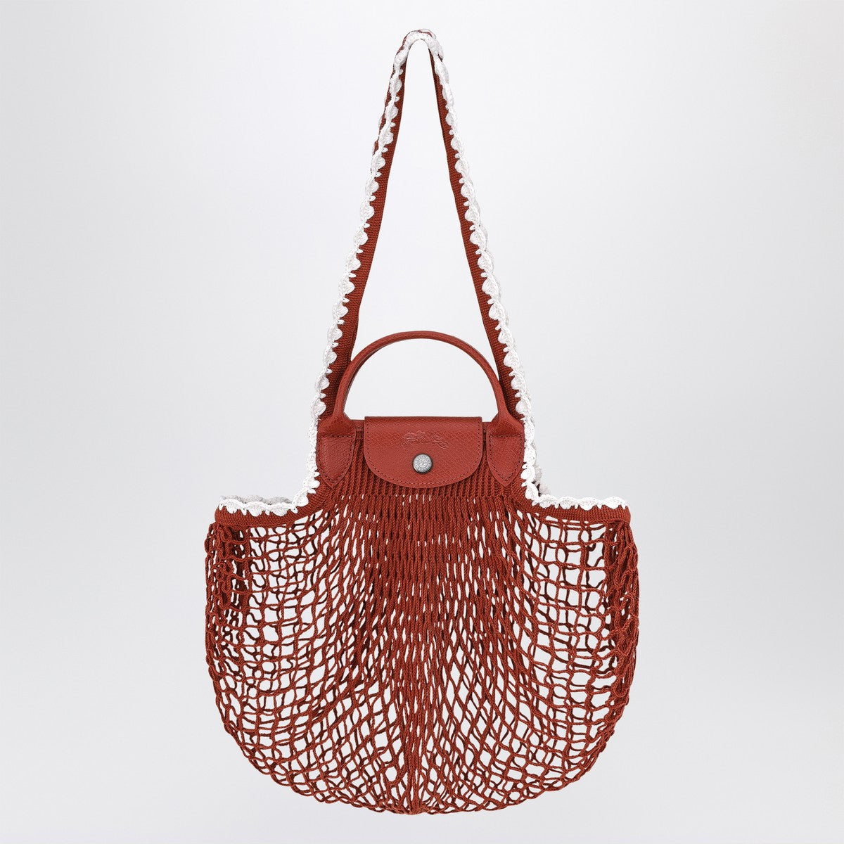 Longchamp L La Pliage mesh bag in Terracotta colour