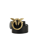 PINKO Black Calf Leather Bos Taurus Belt