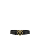 PINKO Black Calf Leather Bos Taurus Belt