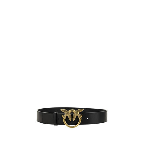 PINKO Black Calf Leather Bos Taurus Belt