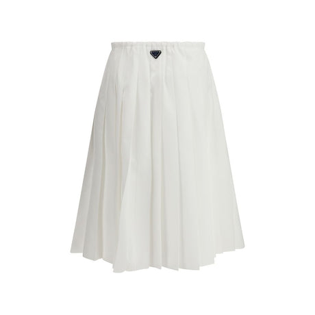 Prada White Cotton Long Skirt