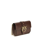 PINKO Brown Calf Leather Bos Taurus Shoulder Bag