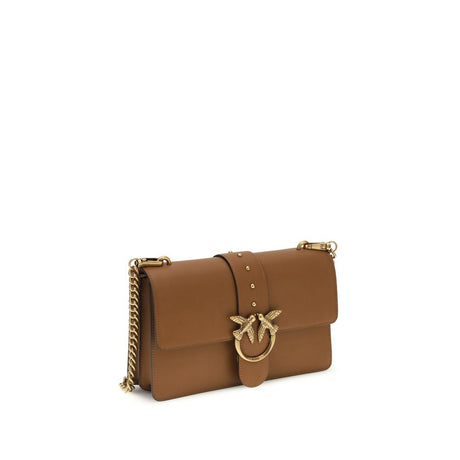PINKO Brown Calf Leather Bos Taurus Shoulder Bag