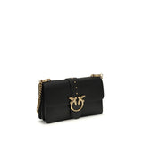 PINKO Black Calf Leather Bos Taurus Shoulder Bag