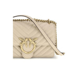 PINKO Beige Calf Leather Bos Taurus Shoulder Bag