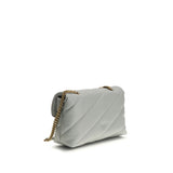 PINKO Gray Calf Leather Bos Taurus Shoulder Bag