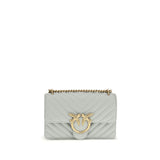 PINKO Gray Calf Leather Bos Taurus Shoulder Bag