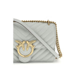 PINKO Gray Calf Leather Bos Taurus Shoulder Bag