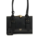 PINKO Black Calf Leather Bos Taurus Shoulder Bag