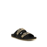 Burberry Multicolor Calf Leather Bos Taurus Flat Sandals