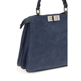 Fendi Blue Calf Leather Bos Taurus Handbag