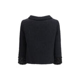 Valentino Black Fleece Wool Coat