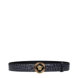 Versace Gray Leather Regular Belt